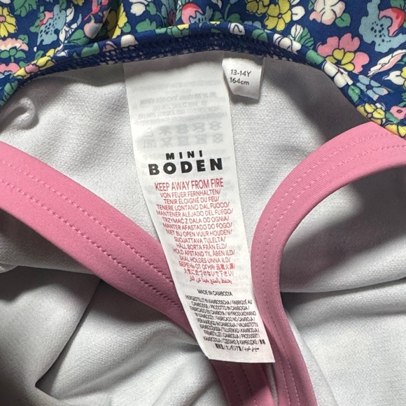 NWOT Mini Boden Floral Kids Swimsuit - Blue and Pink - Picture 6 of 7